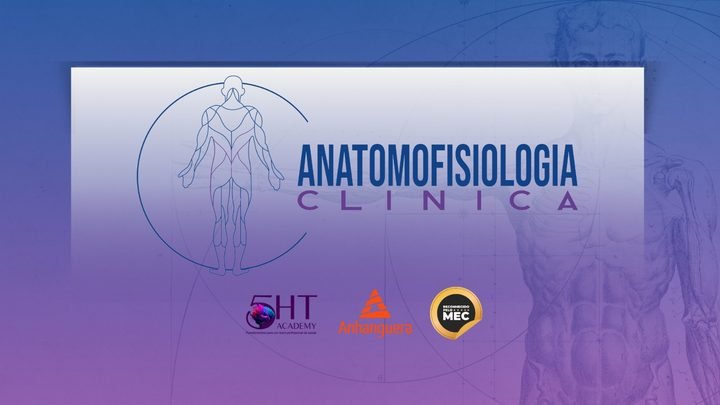 Banner da Pós-Graduação em Anatomofisiologia Clínica, 5HT Academy e Anhanguera, reconhecida pelo MEC